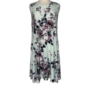 Vanilla Bay Floral Sleeveless‎ Swing Dress Mint Green A-Line Pockets Women's M